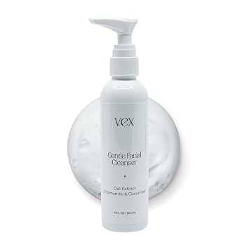 VEX Gentle Facial Cleanser Hydrating Face Wash for Sensitive Skin, with Chamomile, Cucumber & Oat Extracts Daily Cleanser for All Skin Types 4 oz