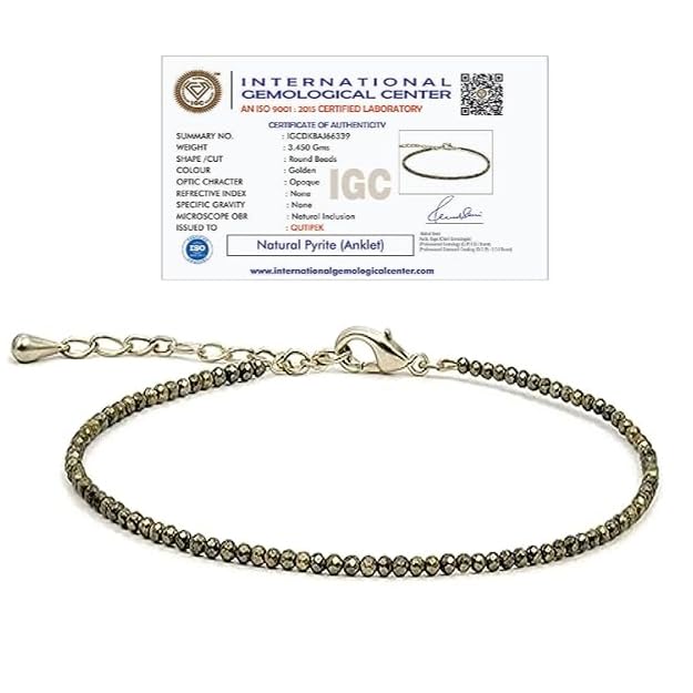 Certified Raw Pyrite Anklet For Women Stylish- Stone of Money, Protection & Power, Money Magnet Pyrite Stone Anklet - Adju... - Review, Price and Buying Guide