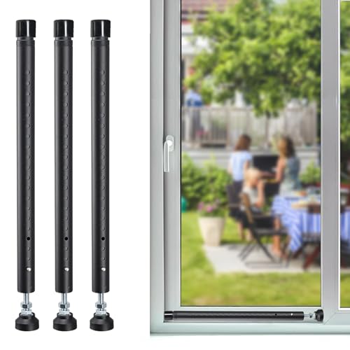 Sliding Door Security Bar, 3 Pack 18"-50" Adjustable Window Security Bars with Rubber Tips, Heavy Duty Door Jammer, Window Bars Security Inside, Window Lock Bar for Home Apartment Travel Patio (Black)