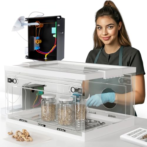 Trippy TEK Advanced Still Air Box with Induction Scalpel Sterilizer for Agar Work, LC Prep, and Mycology – Collapsible SAB for Growing Mushrooms, Fungi, and Mycelium – Includes LED Light and Wire Rack