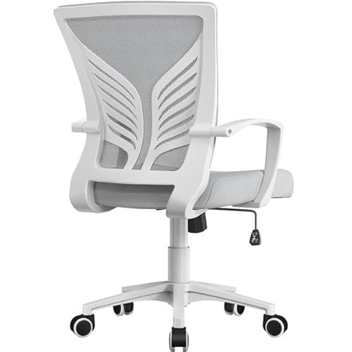 Yaheetech Chaise Bureau Ergonomique en Maille Respirante, Fauteuil d'Ordinateur Inclinable avec Support Lombaire à roulettes Pivotante, Siège Bureau en Hauteur Réglable, Capacité 136kg Gris Clair
