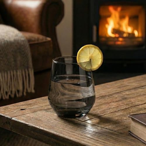 Image of BLACKCARROT Water Glasses Set of 6 | 390 ML Black Drinking Glasses| Ideal for Juices, Cold Drinks, Smoothies