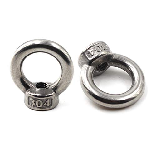Image of Pack of 20 M3 Lifting Eye Nut 304 Stainless Steel Ring Eye Bolts Threaded Nuts