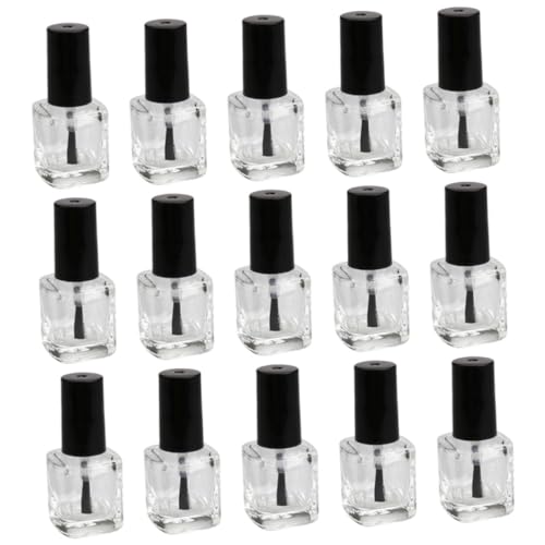 MAGICLULU de Esmalte de Uñas Fácil de Ver Volumen de Vidrio Transparente 15 Botellas con Pincel Negro y Recargables para Bricolaje