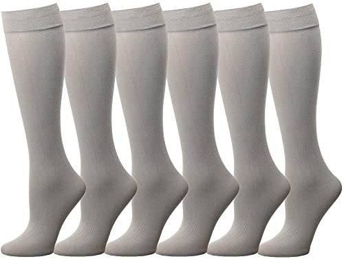 Image of Falari 6-Pack Women Trouser Socks with Comfort Band Stretchy Spandex Opaque Knee High