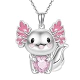 Ieron Lindo Collar Axolotl, Collares con Colgante de Cristal, Regalos de joyería para niñas, niños, cumpleaños, Navidad (Blanco)