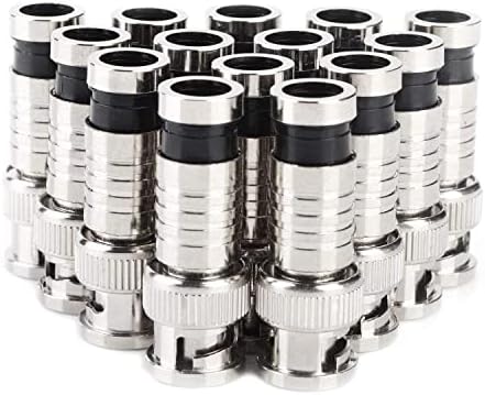 BNC Compression Connector,RG59 Crimper Video Plug Extension Coaxial Siamese Cable Connectors Coax Crimper Adapter 20PCS 75 Ohm Coupler with Copper Pin for CCTV Home Security Camera Antena System