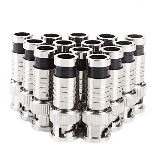 Bnc Compression Connector,Rg59 Crimper Video Plug Extension Coaxial Siamese Cable Connectors Coax Crimper Adapter 20Pcs 75 Ohm Coupler With Copper Pin For Cctv Home Security Camera Antena System #TOP20