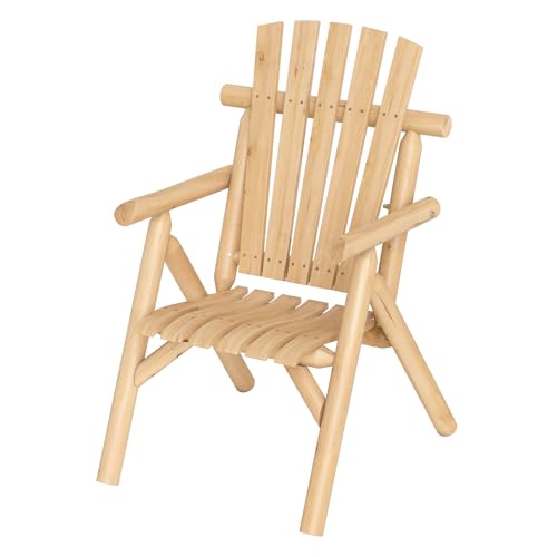 COSTWAY Chaise de Jardin en Bois Massif, Fauteuil Adirondack, Dossier Haut à Lattes, Assise Incurvée, Accoudoirs, Chaise Extérieur pour Terrasse Balcon...