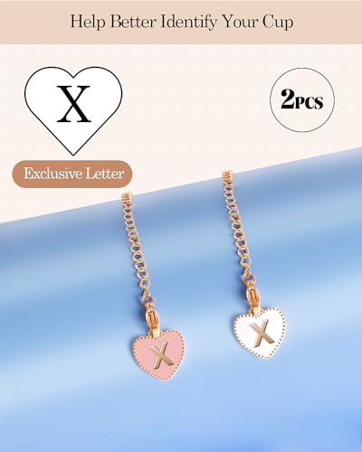 Image of 2 Pack Simple Modern Simple Letter Charms for Stanley Cup /Tumbler Heart Initial ID Charm