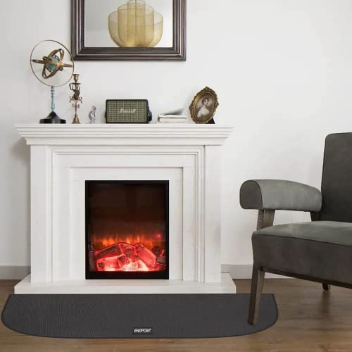 Kamin Matte Feuerfeste Unterlage 100 x 50CM Halbrund Funkenschutzplatte Herdbereich Feuerstelle Matte für Holzofen Feuerhemmende Teppiche Herdunterlage Schutzmatte für Kamine im Herd,Heizungen