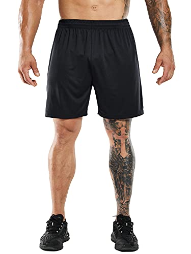 MIER 2 Pack Men's Quick-Dry Athletic/Soccer/Basketball Shorts Without Pockets No Liner Running Workout Training Active2