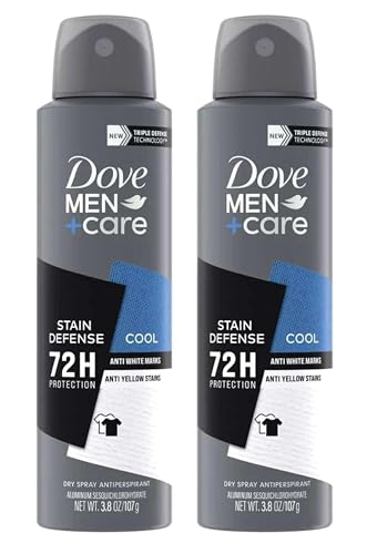 Dove Men+Care Stain Defense Antiperspirant Deodorant Dry Spray, Cool, 3.8 oz (Pack of 2)
