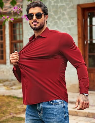 COOFANDY Men's Muscle Fit Dress Shirts Wrinkle Free Long Sleeve Button Down Shirt Stretch Business Shirt2