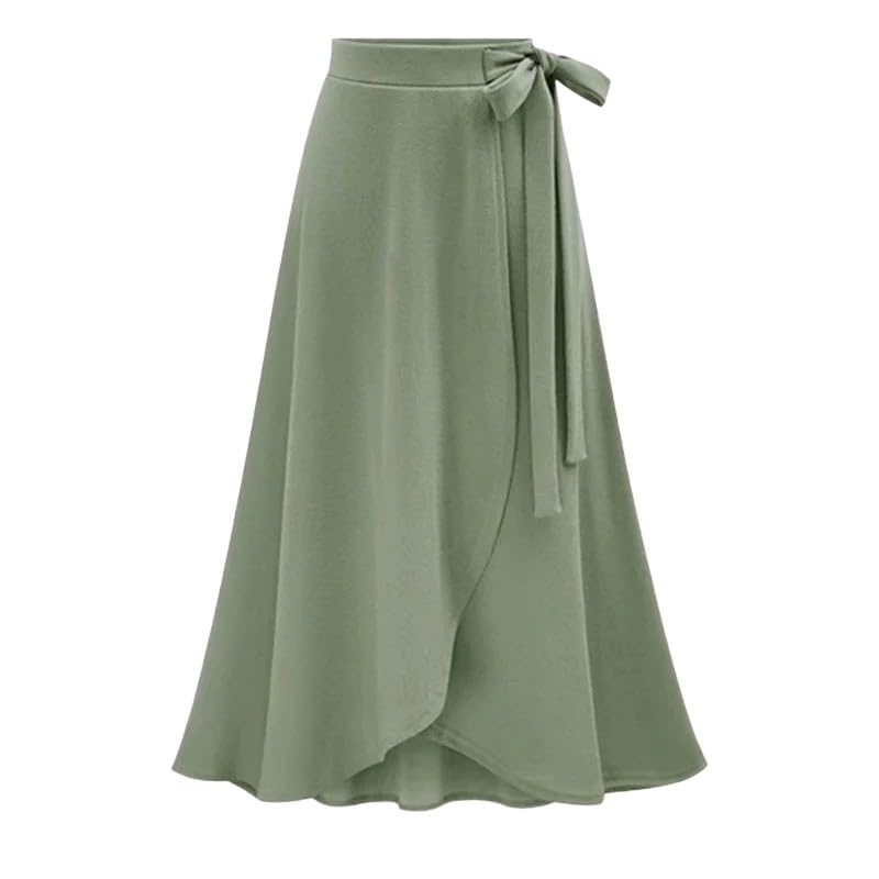 Casual Stretchy Half-Body Half Skirt Women's Large Size High Waist Irregular Slit Skirt Word Skirt-Green-5Xl