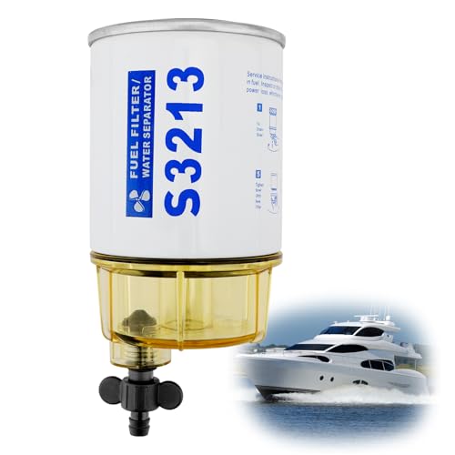 S3213 Fuel Filter Marine Water Separator with Clear Bowl Assembly│Replacement For Marine Outboard Motor Mercury │Replaces# 35-60494-1, 18-7932-1, 18-17928, 35-809097