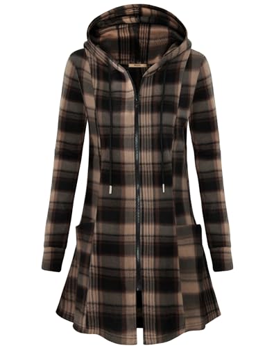 Image of Miusey Womens Zip Up Long Hoodie Jacket Lightweight Tunic Sweatshirt Open Front Cardigan