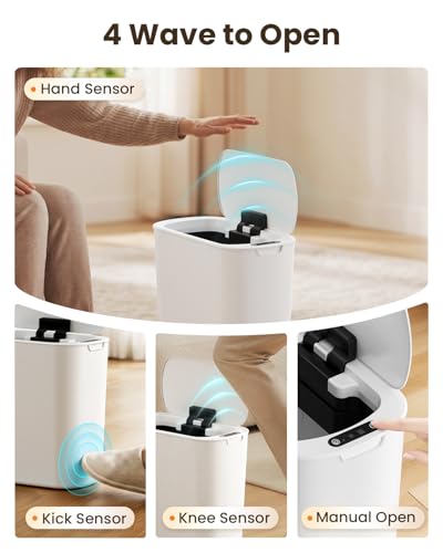 Image of Cesun 5 Gallon Automatic Bathroom Trash Can with Lid, White, Touchless