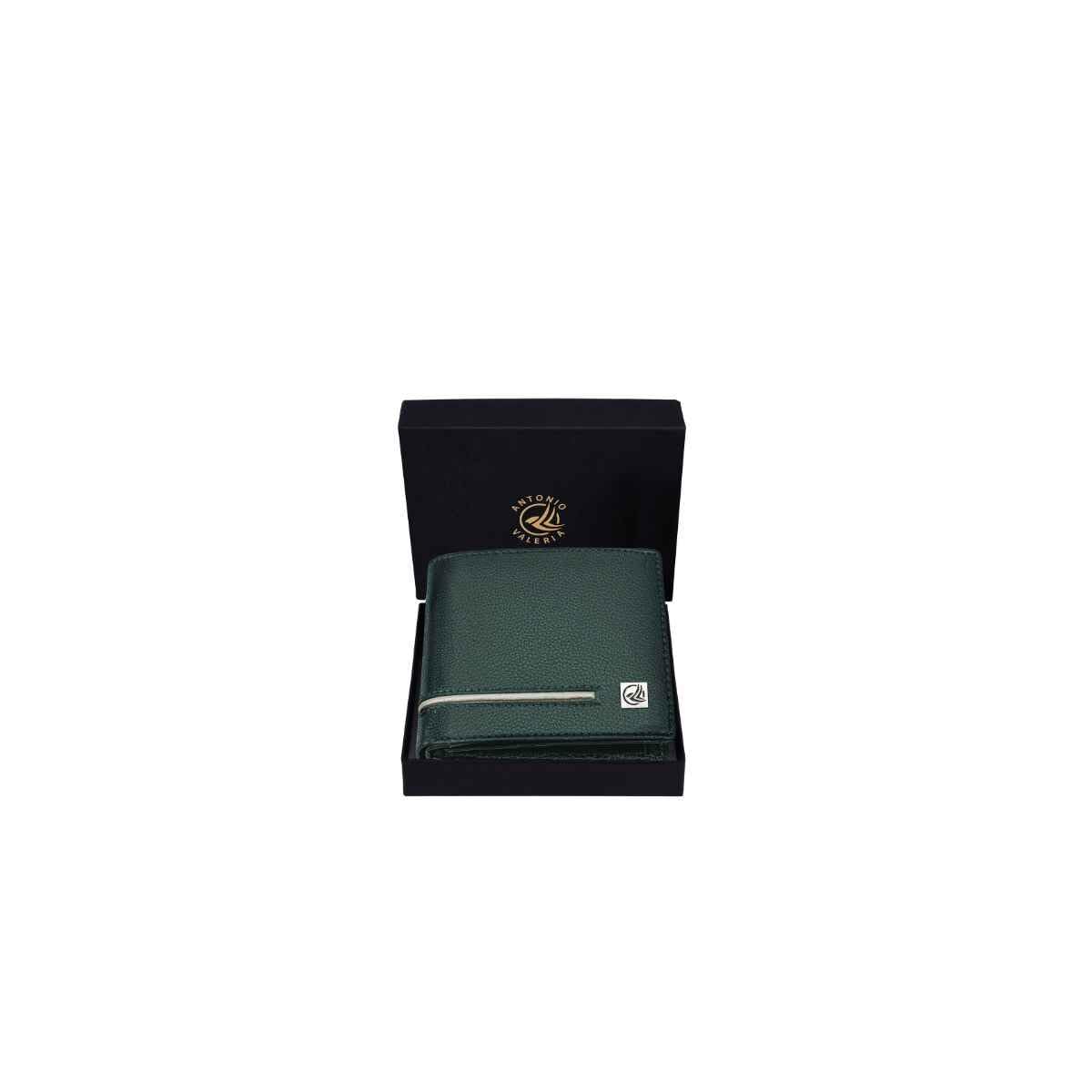 ANTONIO VALERIA Scott Green/Sand Leather Wallet for Men