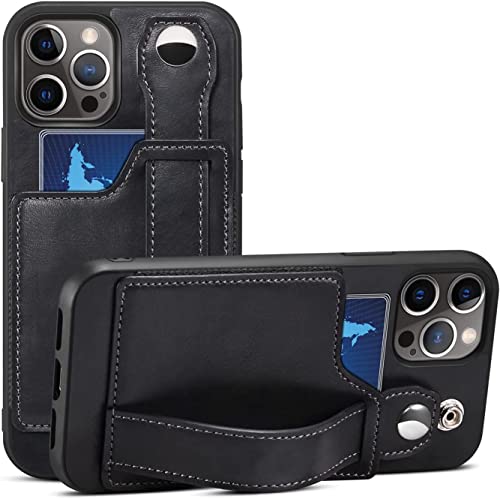 Ankang Cases For Iphone 12/12 Mini/12 Pro/12 Pro Max, Pu Leather Wallet Protective Case, With Card Holster Wrist Strap, Mobile Phone Holder Back Cover Case (Color : Preto, Size : 12Pro Max 6.7") #TOP2