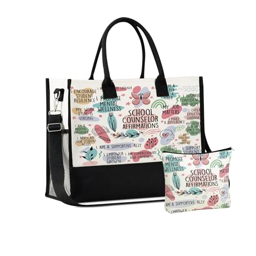 Bolsa tote de lona InnoBeta para consejeras, con cierre de cremallera superior y correa para el hombro, ideal para cumpleaños, Día de la Madre y Navidad miniatura 1