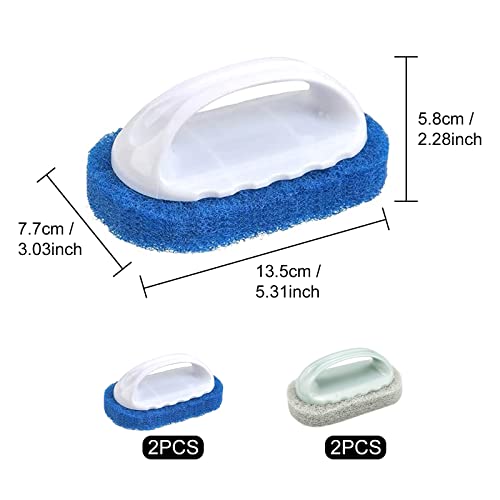 4stk Badewannen Fliesen Reinigungsschwamm Bürsten Scheuerpads Bürsten Schwamm Scheuerschwamm Schnellreinigungs Hochleistungs BBQ Reinigungsbürste, für Küche Badezimmer Boden Wand Waschbecken