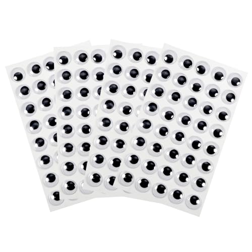 TOAOB 4 Sheets Googly Eyes Stickers Self Adhesive Wiggle Eyes 15mm Plastic Craft Sticker Eyes for DIY Crafts Scrapbooking Decoration