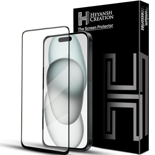 Image of Tempered Glass Screen Protector Compatible for OnePlus Nord CE 3 Lite 5G with Edge to Edge Coverage and Easy Installation Kit, Pack of 1, Black (IPHONE 15)