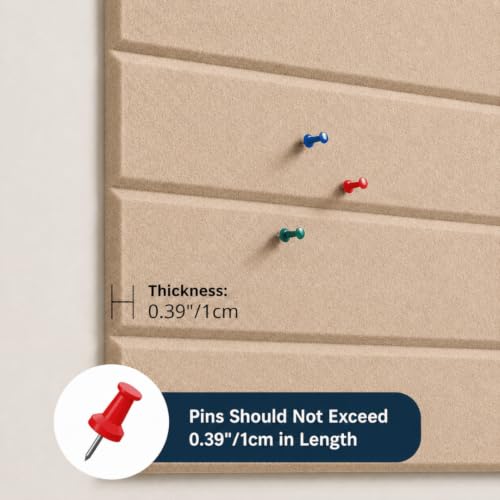 Image of Quiet Canvas Parallel Pinboard, 1x1 ft, Pack of 6, 50 PushPins, (Sand)