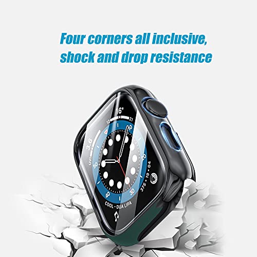 Image of Ailun for Apple Watch SE 2023 /Series 6 /5 /4 /SE Screen Protector[40mm], Ultra-Thin Hard PC Case Built in Tempered Glass for iWatch, Shockproof Cover with Button [2 Pack][Black+Clear]
