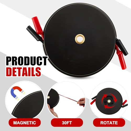 Image of Saillong 2 Wire 30ft Magnetic Retractable Test Leads with Insulated Alligator Clips, 18 Gauge Electrical Copper Wire in Reel for Circuit Connection, Electrical Testing and Troubleshooting