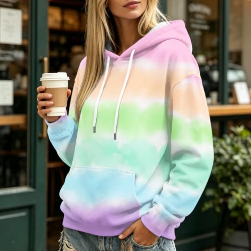 midelxp Womens Graphic Hoodies Y2K Tie Dye Shirts Loose Fit Fleece Pullover - image 5