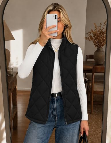 Zeagoo Women Puffer Vest Sleeveless Quilted Jacket Black Coat Fall Clothes — view 4