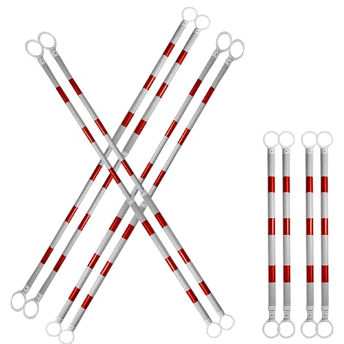 ERRULAN 10Pcs 4-7.2ft Retractable Traffic Cone Bar, Flexible Plastic Traffic Barricade Retractable with Reflective Film, Safety Cones Accessory for Create a Barricaded Area