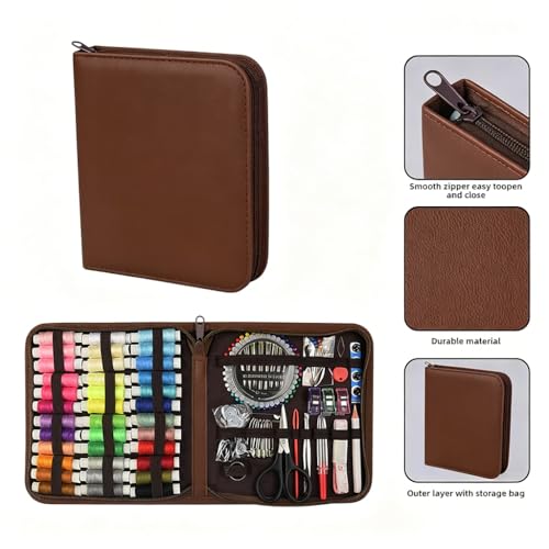 Obear Sewing Kit for Adults: 170 Pcs Sewing Supplies for Hand Mending Clothes, Emergency Repair for Home Travel Dorm, Brown (Gift for Mom, Grandma, Students) by Obear - Used condition - Image 4