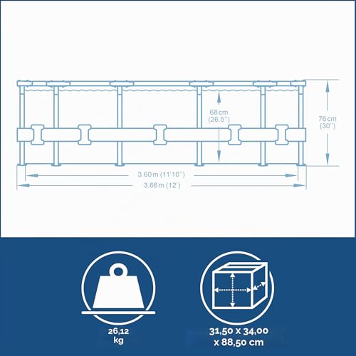Miniatura 3 de Bestway Steel Pro Max Frame - Juego De Piscina Con Bomba De Filtro Diámetro 366 X 76 Cm , Color Gris Claro