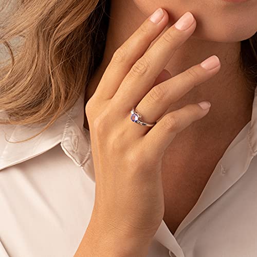 Peora Tanzanite Solstice Ring For Women 14K White Gold With Genuine Diamonds, 0.75 Carat Round Shape 6Mm, Comfort Fit, Size 6 #TOP1