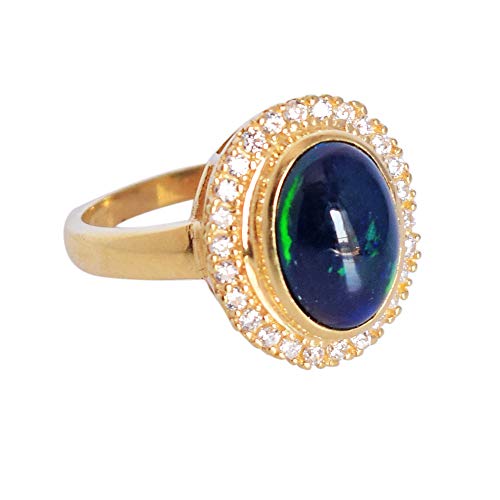 Bague opale noire et or FSJ-4665-A pour sublimer vos tenues de soirée