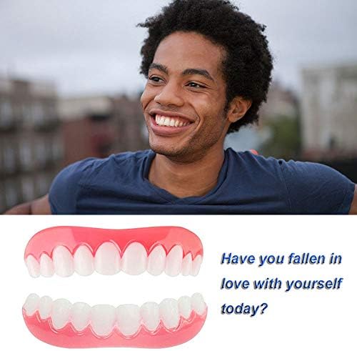 ISCTKZDPC Snap on Smile Temporary Cosmetic Teeth Protectors Denture Cover Simulated Braces Makeover Set for Tooth Whitening 1 Pair
