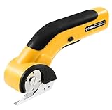 Creddux Electric Box Cutter, Cordless Electric Scissors With Safety Lock, USB Rechargeable Cardboard Cutter for Packages Leather Plastic（yellow）