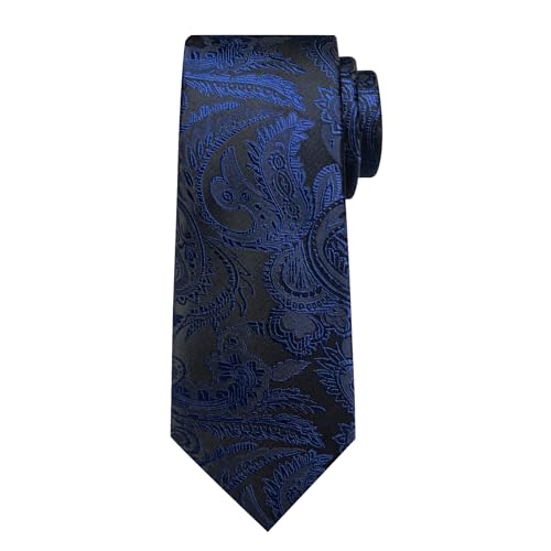 Image of DiBanGu Mens Paisley Tie Sets Silk Jacquard Woven Floral Necktie and Pocket Square Cufflinks Wedding Business Party