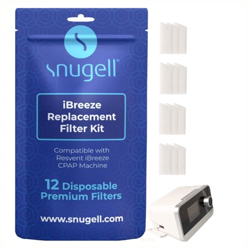 Snugell Resvent iBreeze CPAP Filters –12 Pack – Made in USA– Ultra-Fine, Durable, Travel-Friendly & Ideal for Home Use– Replace Bi-Weekly for Consistent Filtration and Optimal CPAP Machine Performance