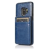 TIANDAFEIJIUB Etui na telefon Samsung Galaxy S9 skóra PU retro odporne na wstrząsy etui na telefon etui na telefon etui z klapką etui na telefon miękki TPU twardy PC mieszane etui ochronne (niebieski)