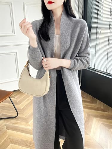 Women's 100% Merino Wool Long Cardigan Long Sleeve Open Front Loose Knit Sweater Office Soft Comfortable Coats3