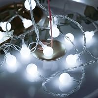 ENLACE LED Kugel Lichterkette, 3M 20 LED Weiße Lichterkette Kugeln Batteriebetrieben mit Blinkfunktion, Globe Lichterketten für Hochzeit, Party, Weihnachten, Garten, Zimmer, Innen, Außen – Ansicht 1