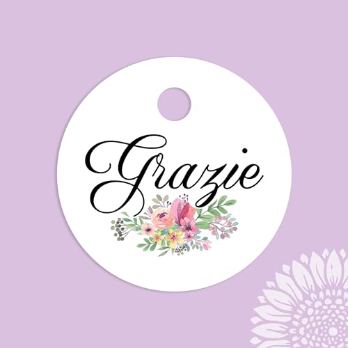 30 pezzi, Cartellini Stampati per bomboniera 30 mm, bomboniere, fiori, etichette,matrimonio, battesimo, comunione, cresima (FLR-12-C)