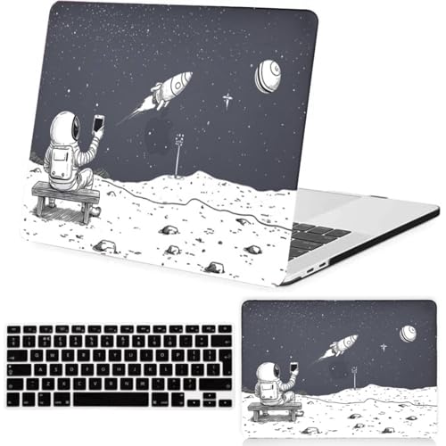 Funda MacBook Pro 16 premium de plástico rígido resistente con diseño de astronautas