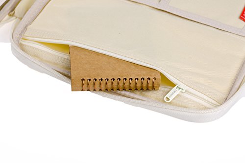 Lazyaunti Zipper Portfolio Organizer A4 Note Pouch-Waterproof Document Bags/Zipper Binder/Paper Case for 13.3" Mac,Tablet,Pens,washi Tape,Journals,Sketch Books (Carnation)