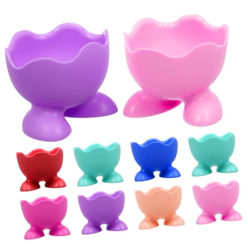 Cabilock 10Pcs Silicone Egg Cup Practical Boiled Egg Holders for Kitchen Random Color Non Stick Microwave Safe for Steamed Eggs and Breakfast Prep