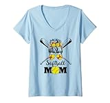 Photo Gallery donna softball mamma panino disordinato divertente softball maglietta con collo a v Photo Gallery donna softball mamma panino disordinato divertente softball maglietta con collo a v